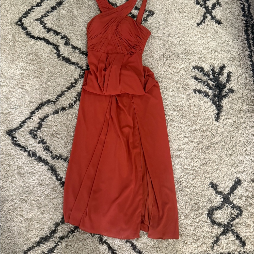 Elegant Terracotta Sleeveless Dress